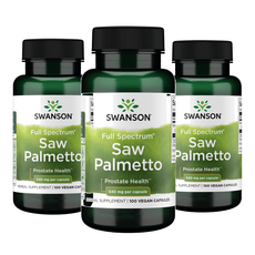 (3통) 스완슨 소팔매토 맨즈헬스 쏘팔매토 효능 소팔메토 540 mg 100배지캡슐 남편선물 Saw Palmetto, 100정, 3개