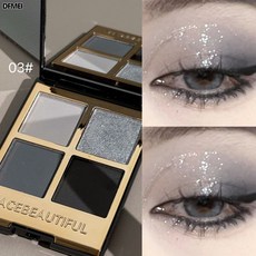 DFMEI CACE黑金四色眼影大地色珠光日常潮女出街補妝便攜褐色深色系, 1個, 03#冷煙燻:1.5g*4