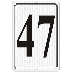 i-CowFun 프리미엄 반사 금속 번호 표지판 1 - 알루미늄 12인치 X 8인치 주차 공간 실외 대형 바닥 도크 코트 통로 필드 페이드 없음 내후성, Reflective Number Signs 47, 1개
