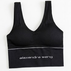 여성 U넥 노와이어 캡내장 스포츠 브라탑 운동 이너웨어