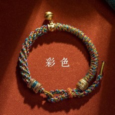 西藏式六字真言手繩五彩繩手工編織紅繩手鍊，男女款本命年手鍊，手工編織幸運手繩