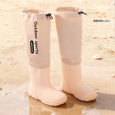 DFMEI 兒童雨鞋男童寶寶雨靴女童小學生防滑防水加絨保暖膠鞋短大童雨天, 束口加高款(杏色):27/28, 1個