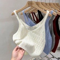 레드 니트 뷔스트에 크롭 여성 01.살구 여름