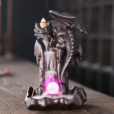 廠家直銷陶瓷煙倒流沉香爐北歐翼龍LED燈倒流爐擺件工藝品禮品, 翼龍LED燈