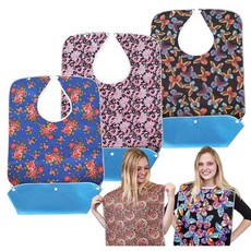 편리안 턱받이 핑크플라워 방수 앞치마 1개, 소형 POLO 셔츠 (60x35)