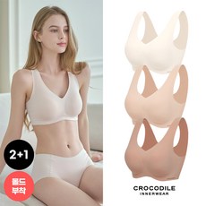 크로커다일 이너웨어 라이크라 쉘론 데일리 몰드부착 V넥 브라 2+1 CDWBR5O050607