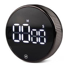 LED 타이머 볼륨조절 다이얼 무소음 주방 요리 스톱워치 쿠킹 다용도 공부 스터디 학습, 1개, 볼륨조절다이얼타이머(블랙)