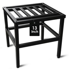 Hongsane 식물 스탠드 실내 실외 45.7cm(18인치) 정사각형 금속 식물 스탠드 라이저 대형 화분용 튼튼한 단철 받침대 홀더 테라스용 외부 녹 방지 블랙 플라워, 13 Inch-1 Pack