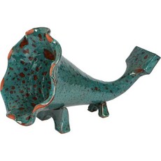 수제 세라믹 휴대폰 증폭기 – 자연스러운 음향 콘형 스피커 스탠드 인테리어 장식 음악 애호가를 위한 독특한 선물 초록 얼룩무늬 색상, Volcanic Turquoise