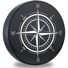 예비 타이어 커버 지프 랭글러 사하라용 내후성 비닐 가죽 휠 커버허머 H3 토요타 FJ 트레일러 RV SUV 트럭 32-33인치 컴퍼스 프린트, 32"-33" Compass Print