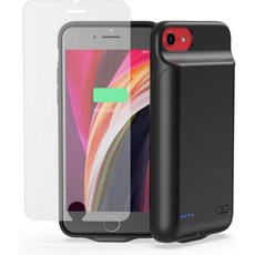 아이폰 배터리 케이스 876s6SE 3SE 2 4.7인치 업그레이드된 고용량 7000mAh 충전식 팩 충전 외부 기능 및 강화 유리 화면 보호기, 아이폰 배터리 케이스 876s6SE 3SE 2 4.7인