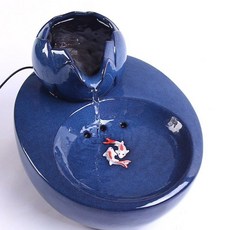 순환식 캣 급수기 자동 음수기 고양이 음수대 물그릇, 1개, 연꽃 화분 블루