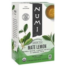 누미 차 열 림 녹차 보충제 메이트 레몬 18 카운트, Numi Tea Rainforest 녹차 메이트 레몬