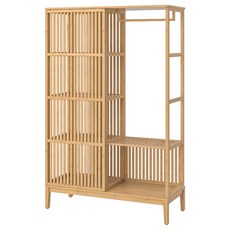 이케아 NORDKISA 노르드키사 오픈형 옷장+미닫이도어 대나무 120x186 cm 804.394.69