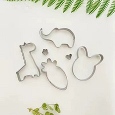卡通餅乾蒸饅頭模具 花樣家用蔬菜水果寶寶輔食切模 小動物造型工具, 1個, 卡通4件套+送裝飾+蒸籠布