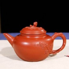 紫砂茶壺 雕花設計, 宜興正品紫砂壺原礦朱泥紫砂家用茶壺純紫砂手工貼花松針壺220cc1入 -, 1個, 220L