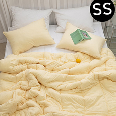 루체트리 차렵이불 슈퍼싱글SS 이불 패드 옐로우 화이트 침구세트 이불커버