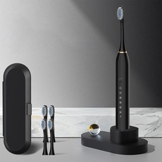 전동칫솔세트+칫솔모 4개+칫솔케이스, 블랙, 1개, 101B