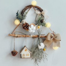 코스키 크리스마스 장식 조화 리스 현관 벽 장식 소품 가랜드-DFG521