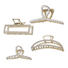 SOOSDA 4件套包括珍珠夾 半包夾 捲髮夾 髮夾