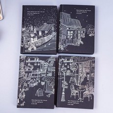 黑色手賬本 全黑設計, 休閒假日隨機1本128張 送筆, 1個, 128張, 休閒假日隨機1本
