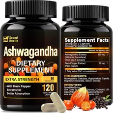 7000mg Ashwagandha 보충제 파우더 (20:1 뿌리 추출물) 여성 및 남성용 유기농 아쉬와간다 캡슐 120개 흡수를 위한 흑후추 및 바이오페린 GMO 프리, 7000mg Ashwagandha 보충제 파우더 (20, 1개