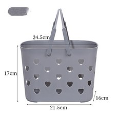 塑料手提愛心沐浴籃子浴室洗漱收納籃浴筐心形鏤空洗澡籃收納筐, 如圖