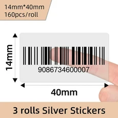 D30 열전사 프린터 라벨 자체 접착 BPA 무료 방수 내유성 홈 오피스 롤/박스, 02 3rolls 14x40 sliver