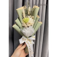 孤總蔥花創意花坊 乾燥花束，永恆的愛, (25cm)太陽玫瑰繡球滿天星(綠)