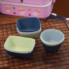 베이킹틀 실리콘 머핀컵 다기능 24PCs 미니, I. 원형+정사각형+직사각형 4색 12개, 12개