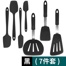 Sotel 加寬加大 食品級耐熱矽膠鍋鏟, 黑色7Pcs, 1個