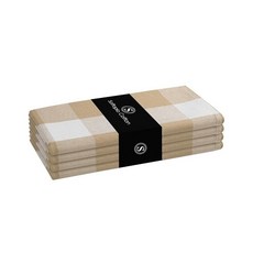 Softopia Cotton Buffalo 격자 무늬 천 냅킨 4개 세트 부드럽고 내구성이 뛰어나며 주름 방지 원단 저녁 식사 결혼식 레스토랑 뷔페 파티 크리스마스, 16" x 16" (Set of 4), 베이지 Softopia Cotton 140998 89