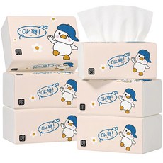 부드럽고 튼튼한 5겹 도톰한 대용량 생활용 티슈 가정용 휴대용 티슈 비닐포장, 1개, 6개입
