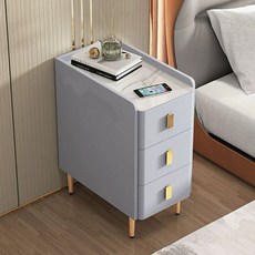 스마트 협탁 침대 선반, 완제품 다리4개직접설치필요, 30x40x60cm, 스탠다드 라이트그레이+락 플레이트