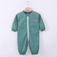 DFMEI 兒童連體罩衣外穿防髒爬行服寶寶護衣全身防水男女寶長袖薄款哈衣