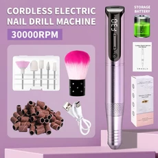 30000RPM 휴대용 무선 전기 손톱 폴리 셔 드릴 머신 연삭 죽은 피부 제거 예술, 04 Purple, 04 Purple
