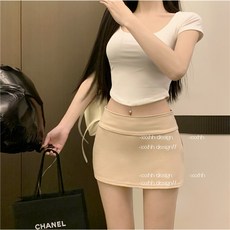 田田嚴選運動短褲 半身裙側開叉瑜伽裙褲女 防走光美式設計感A字運動短裙