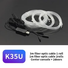 3M 자동차 인테리어 Led 장식 램프 EL 배선 네온 스트립 DIY 유연한 주변 조명 파티 분위기 다이오드, 01 K35U