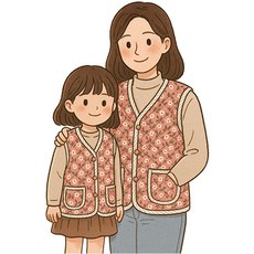 아동용 꽃무늬 양털조끼 어린이집 유치원 교회 행사 주니어 키즈 커플 누빔 융 털 양털 레트로 옛날감성 촌캉스룩 김장조끼 겨울 따뜻한 포근한