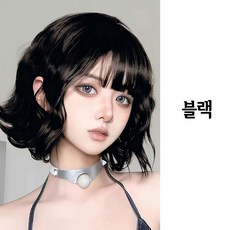 스타일닥터 여성 가발 통가발 웨이브 단발가발, 1개, 블랙