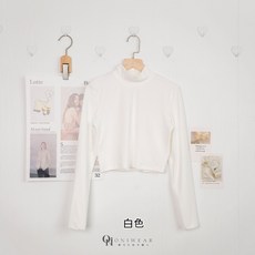 【OniWear】螺紋小立領長袖短版上衣 戶外跑步瑜珈運動 - 透氣修身露臍T恤