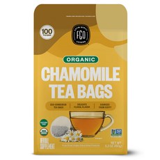 FGO 유기농 캐모마일 차 친환경 티백 100개 무카페인 FGO Organic Chamomile Tea 100 Eco-Conscious Tea Bags Caffeine Fr, 100 Count (Pack of 1), 1개, 160g, 100