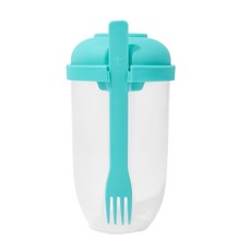 便攜式沙拉杯附叉子和醬料杯 分層保鮮設計 輕巧方便攜帶 多色可選, 薄荷綠, 1個