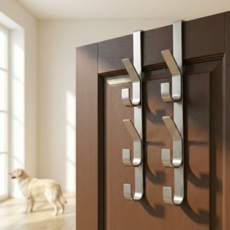 리커버스 문손상없는 무타공 도어걸이 튼튼한 철제 도어 후크 행거, 2개, 실버그레이