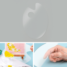 미술학원 손잡이홀 아크릴 팔레트 색상 확인 컬러 조색 투명판 2p 타원형 10x15cm, 2개, 0