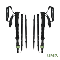 UMP(움프) 두랄루민 7075 접이식 경량 등산스틱, 1세트, 블랙