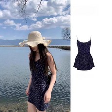 티류으스 여성 여름 숏사이즈 플로랄 프린트 스트랩리스 원피스 슬림핏 허리라인 쇼트 해변룩 휴양지룩 WY