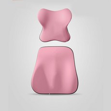 자동차용 라텍스 목 보호대 세트 차량용 허리 받침 베개 허리 등받이 시트, 2세트, 핑크색, 자세교정
