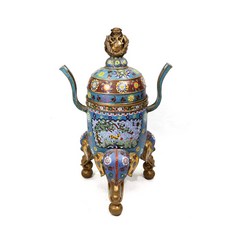 博古珍藏 銅胎掐絲琺瑯鎏金馴鹿圖銅爐 乾隆年製 21公斤 香薰爐, 1個