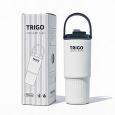 트리고 대용량 텀블러 보온 보냉텀블러 빨대 손잡이텀블러 차량용, 화이트, 1개, 750ml